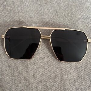 Gold Frame Sunglasses with Black Lenses